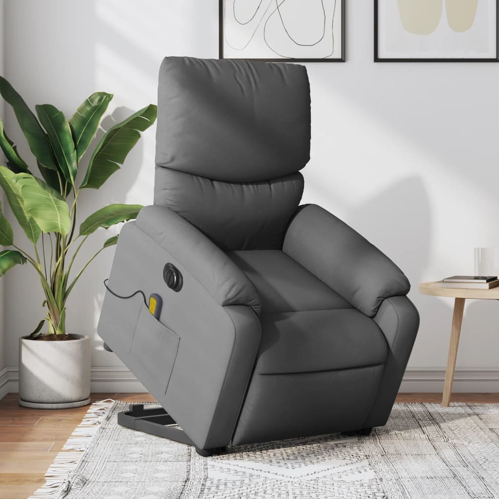 vidaXL Electric Stand up Massage Recliner Chair Dark Gray Fabric-0