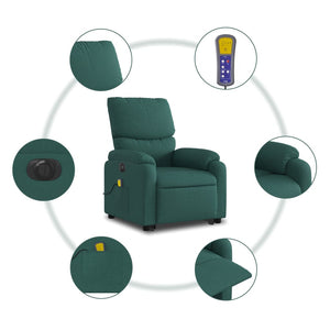 vidaXL Electric Stand up Massage Recliner Chair Dark Green Fabric-5