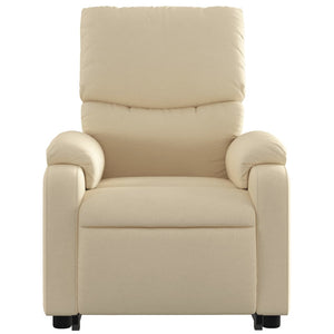 vidaXL Electric Stand up Massage Recliner Chair Cream Fabric-6