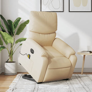 vidaXL Electric Stand up Massage Recliner Chair Cream Fabric-0