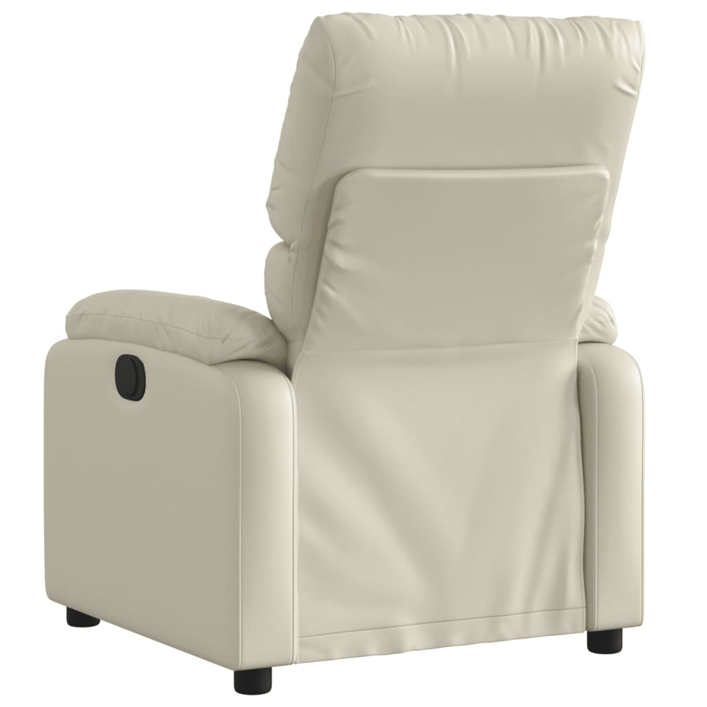 vidaXL Massage Recliner Chair Cream Faux Leather-2