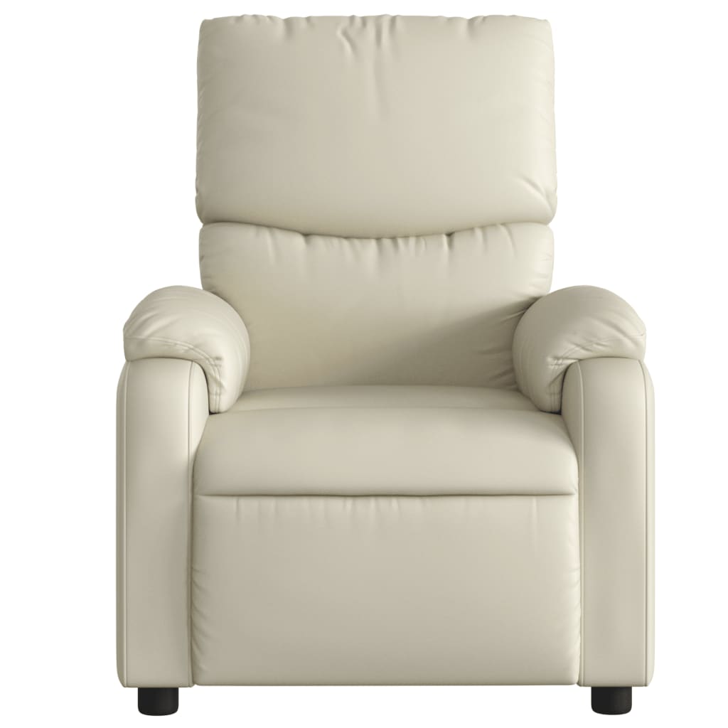 vidaXL Massage Recliner Chair Cream Faux Leather-5