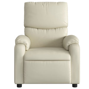 vidaXL Electric Massage Recliner Chair Cream Faux Leather-6