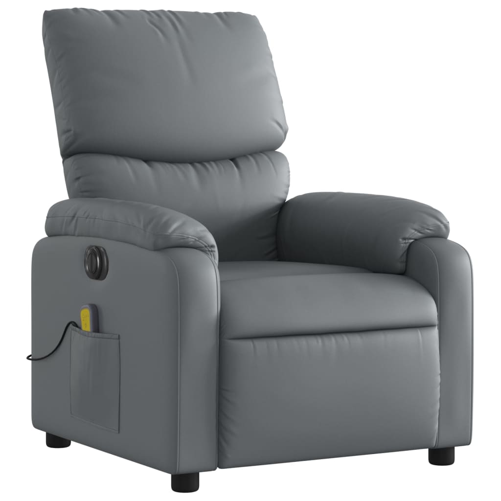 vidaXL Electric Massage Recliner Chair Gray Faux Leather-1