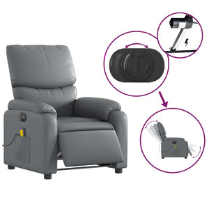 vidaXL Electric Massage Recliner Chair Gray Faux Leather-3