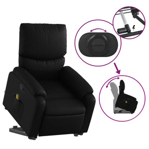 vidaXL Stand up Massage Recliner Chair Black Faux Leather-3