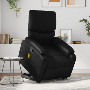 vidaXL Stand up Massage Recliner Chair Black Faux Leather-0