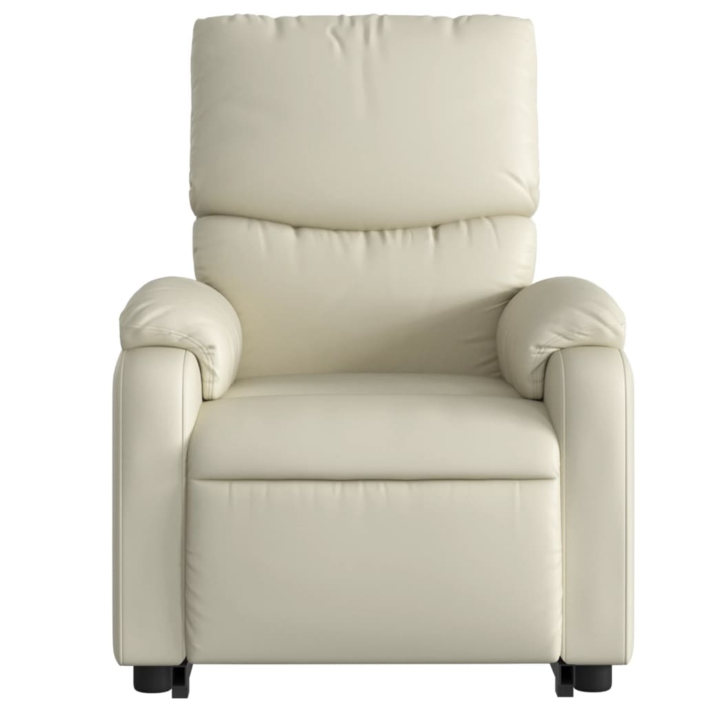 vidaXL Stand up Massage Recliner Chair Cream Faux Leather-6