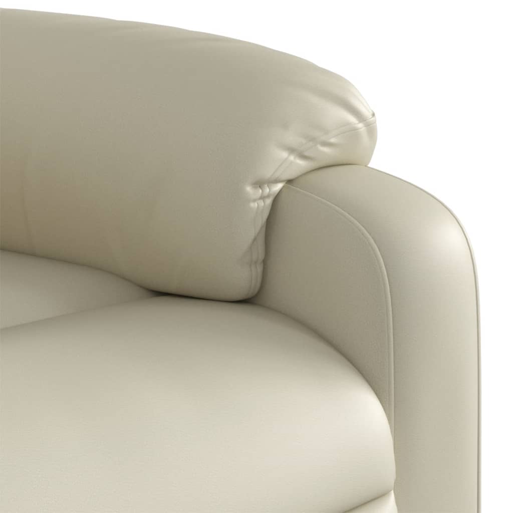 vidaXL Stand up Massage Recliner Chair Cream Faux Leather-7