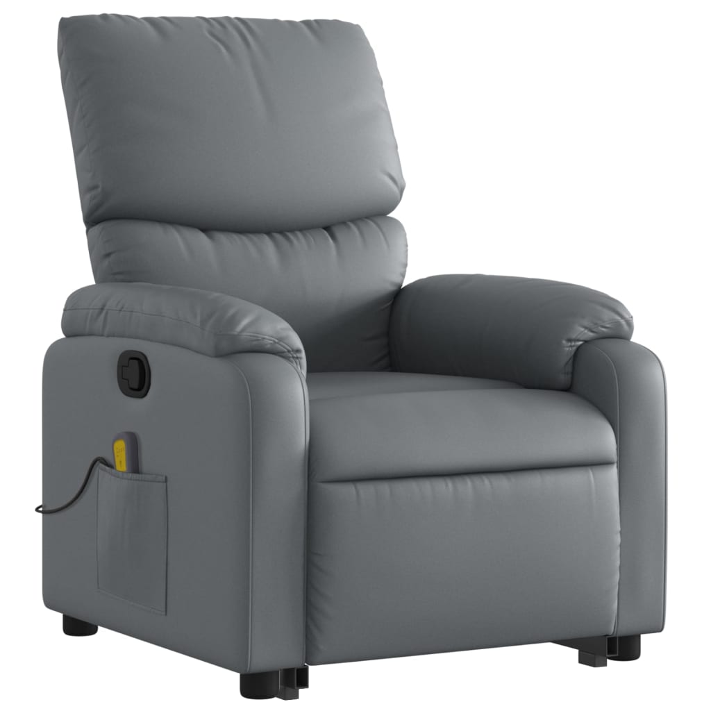 vidaXL Stand up Massage Recliner Chair Gray Faux Leather-7