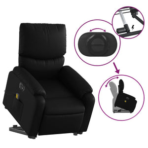 vidaXL Electric Stand up Massage Recliner Chair Black Faux Leather-7