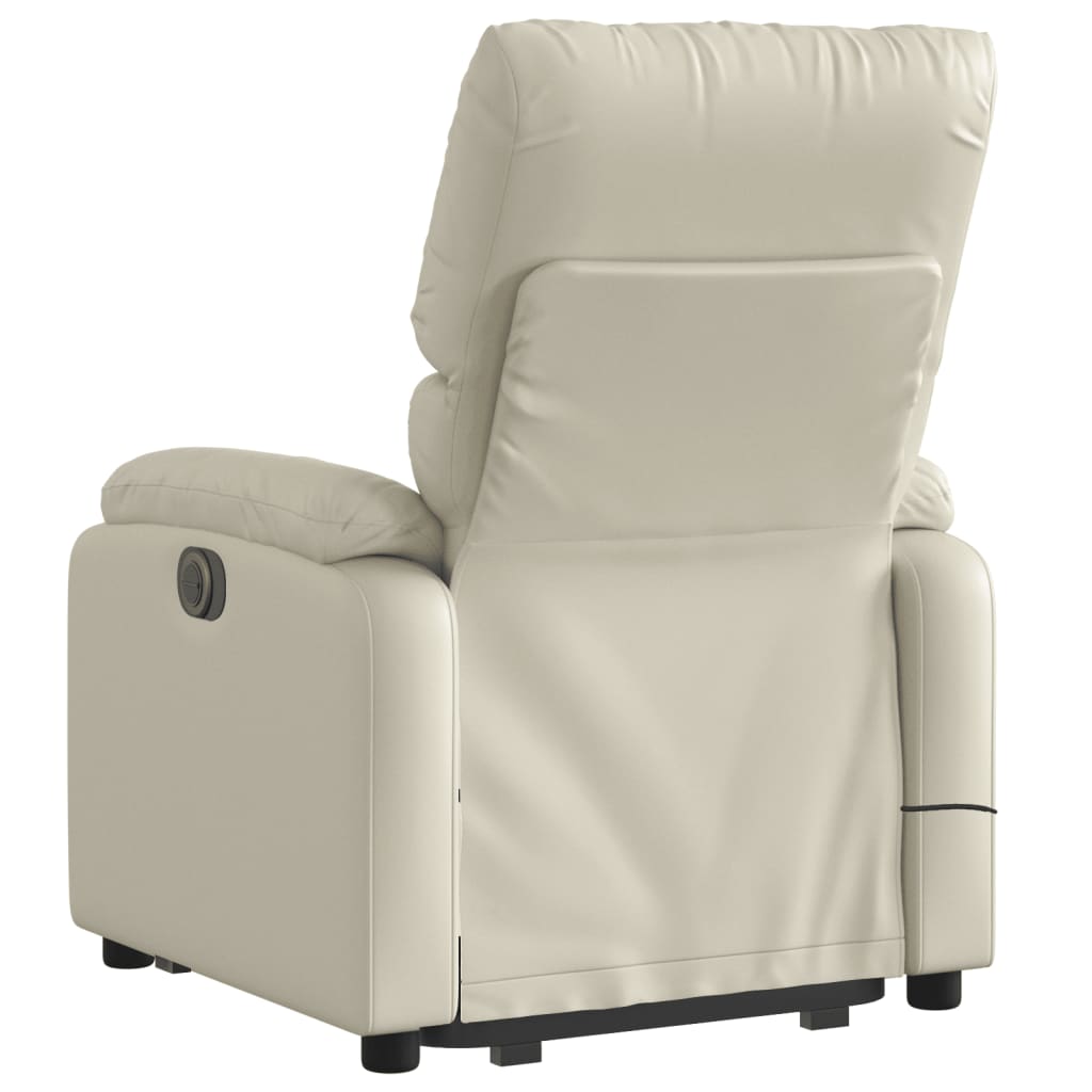 vidaXL Electric Stand up Massage Recliner Chair Cream Faux Leather-2