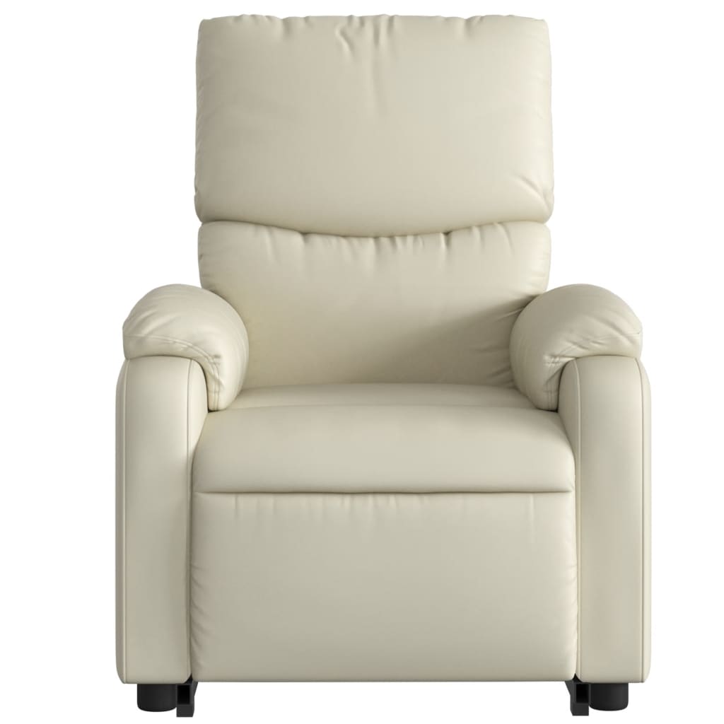 vidaXL Electric Stand up Massage Recliner Chair Cream Faux Leather-6
