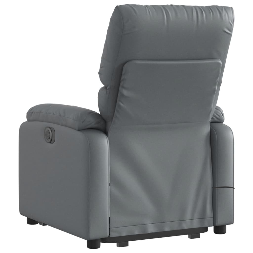 vidaXL Electric Stand up Massage Recliner Chair Gray Faux Leather-2