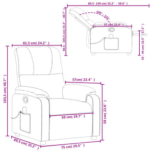 vidaXL Massage Recliner Chair Brown Microfiber Fabric-8