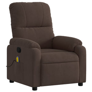 vidaXL Massage Recliner Chair Brown Microfiber Fabric-1