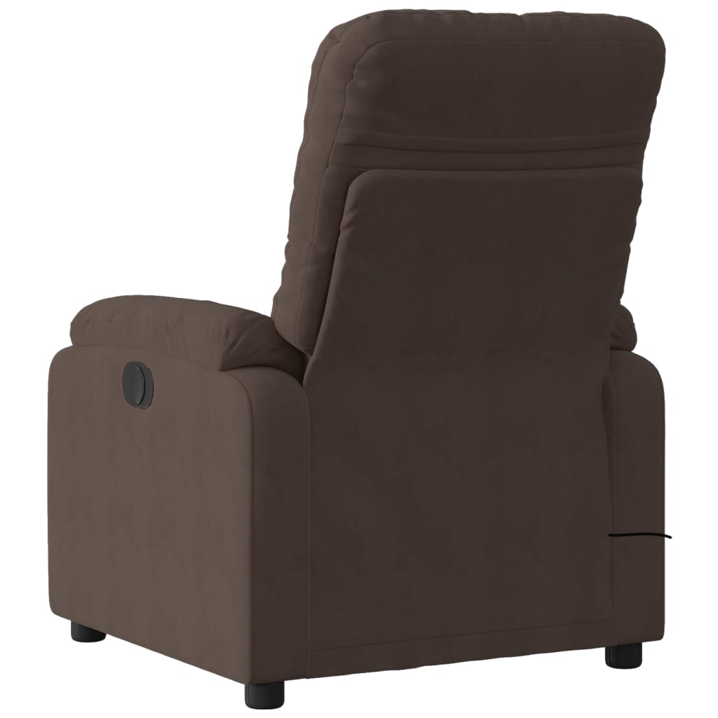 vidaXL Massage Recliner Chair Brown Microfiber Fabric-2