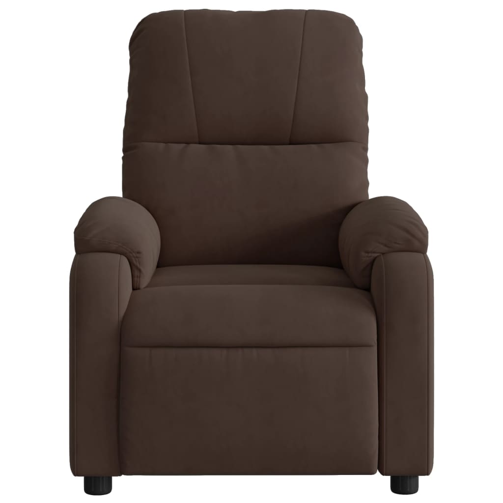 vidaXL Massage Recliner Chair Brown Microfiber Fabric-5