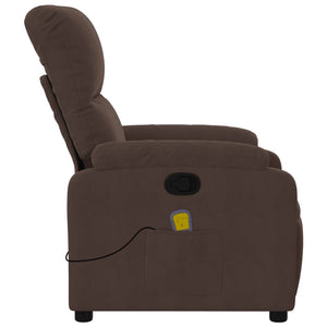 vidaXL Massage Recliner Chair Brown Microfiber Fabric-6