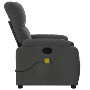 vidaXL Massage Recliner Chair Dark Gray Microfiber Fabric-6