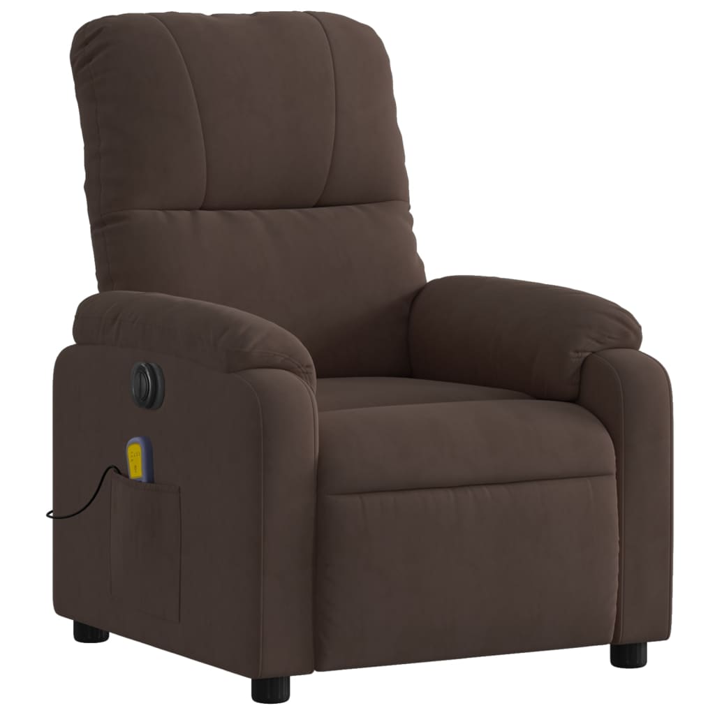 vidaXL Electric Massage Recliner Chair Brown Microfiber Fabric-1