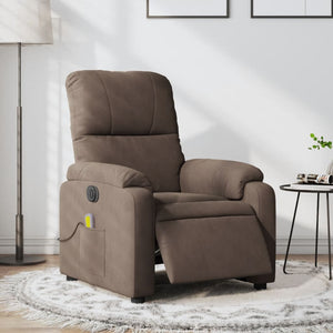 vidaXL Electric Massage Recliner Chair Brown Microfiber Fabric-0