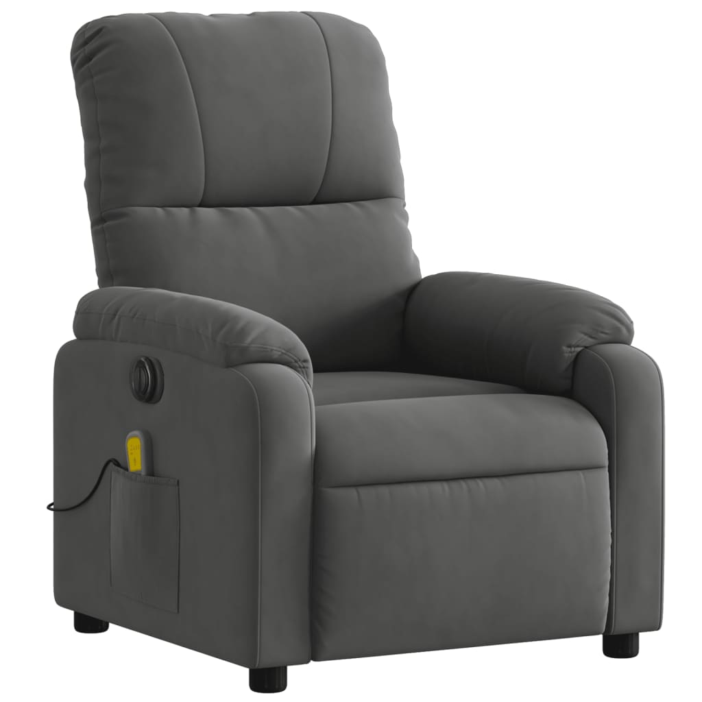 vidaXL Electric Massage Recliner Chair Dark Gray Microfiber Fabric-1