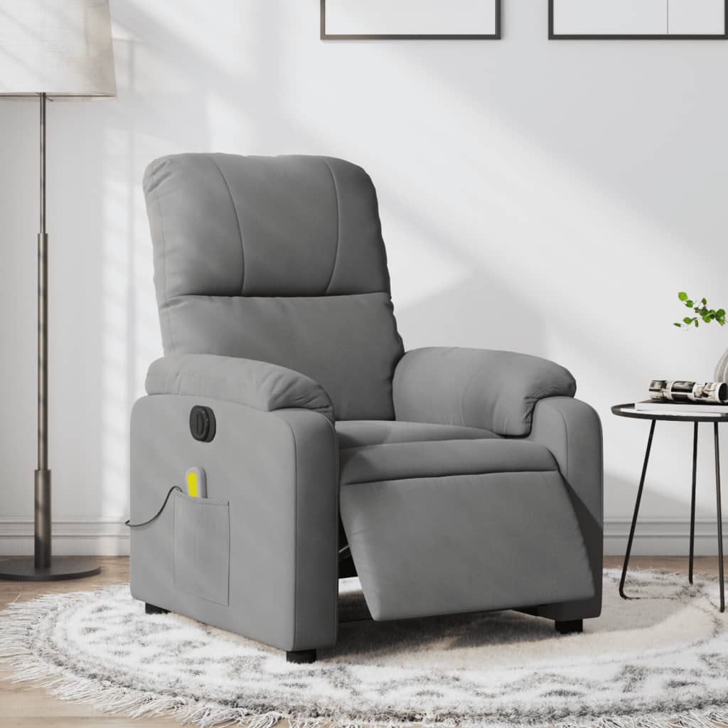 vidaXL Electric Massage Recliner Chair Dark Gray Microfiber Fabric-0