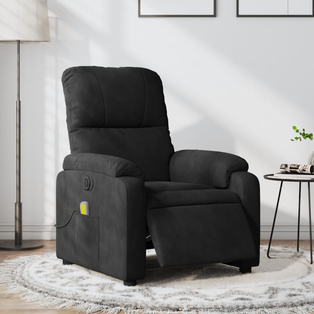 vidaXL Electric Massage Recliner Chair Black Microfiber Fabric-0