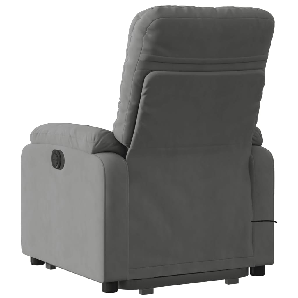 vidaXL Stand up Massage Recliner Chair Dark Gray Microfiber Fabric-2