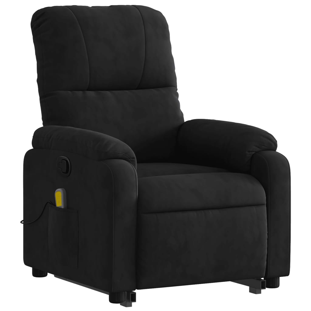 vidaXL Stand up Massage Recliner Chair Black Microfiber Fabric-1