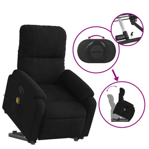 vidaXL Stand up Massage Recliner Chair Black Microfiber Fabric-3