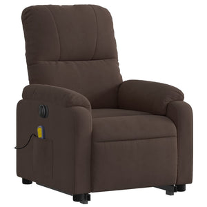 vidaXL Electric Stand up Massage Recliner Chair Brown Microfiber Fabric-1