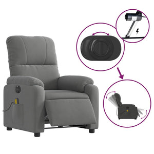 vidaXL Electric Stand up Massage Recliner Chair Dark Gray Microfiber Fabric-3