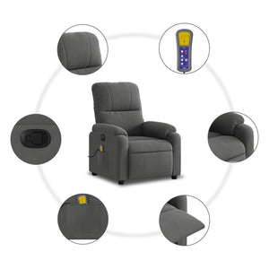 vidaXL Electric Stand up Massage Recliner Chair Dark Gray Microfiber Fabric-5