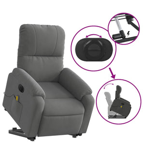 vidaXL Electric Stand up Massage Recliner Chair Dark Gray Microfiber Fabric-7