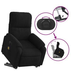 vidaXL Electric Stand up Massage Recliner Chair Black Microfiber Fabric-7