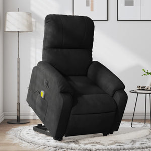 vidaXL Electric Stand up Massage Recliner Chair Black Microfiber Fabric-0