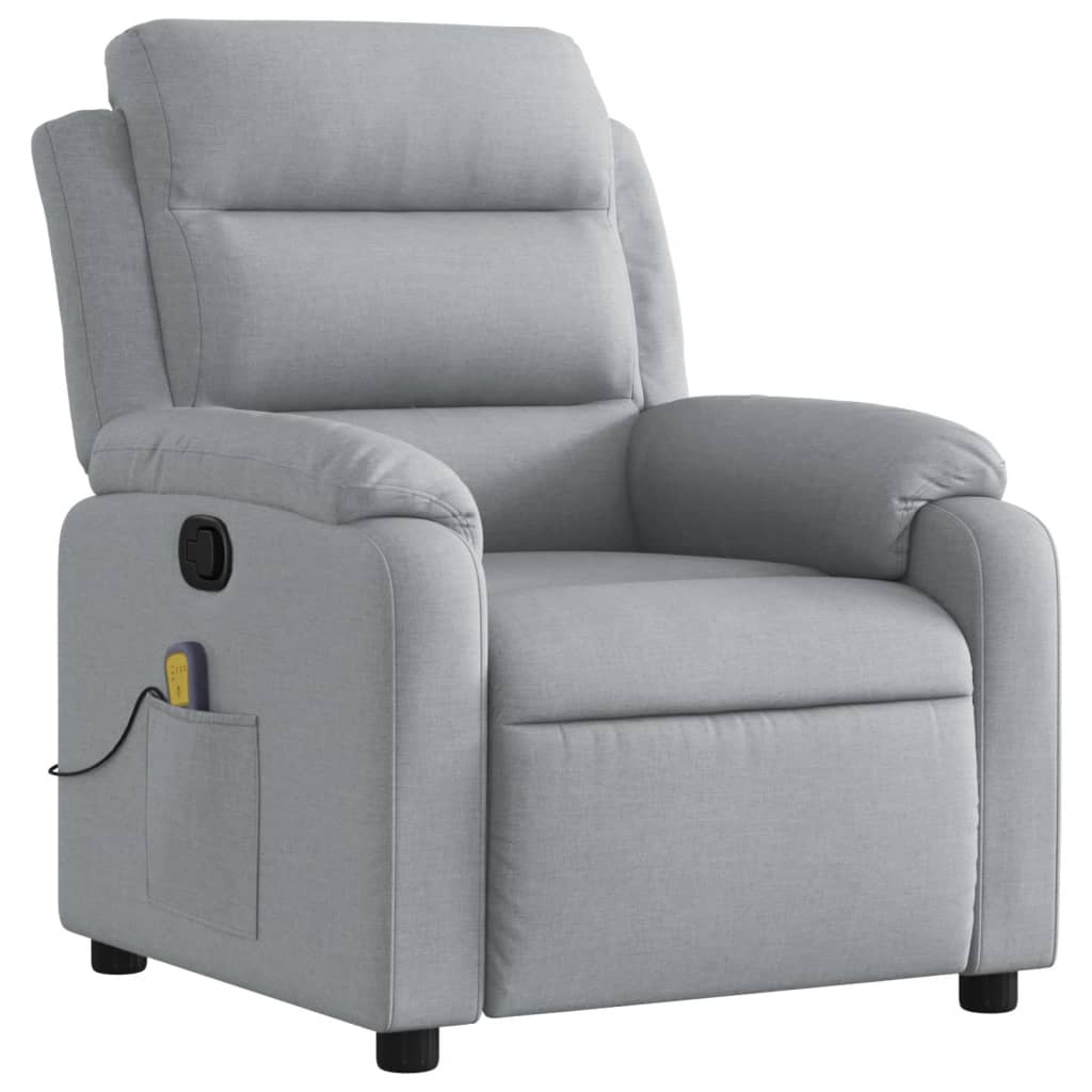 vidaXL Massage Recliner Chair Light Gray Fabric-1