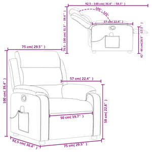 vidaXL Massage Recliner Chair Light Gray Fabric-8