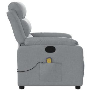 vidaXL Massage Recliner Chair Light Gray Fabric-6