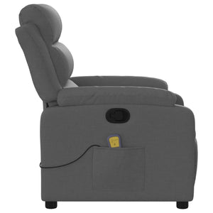 vidaXL Massage Recliner Chair Dark Gray Fabric-6