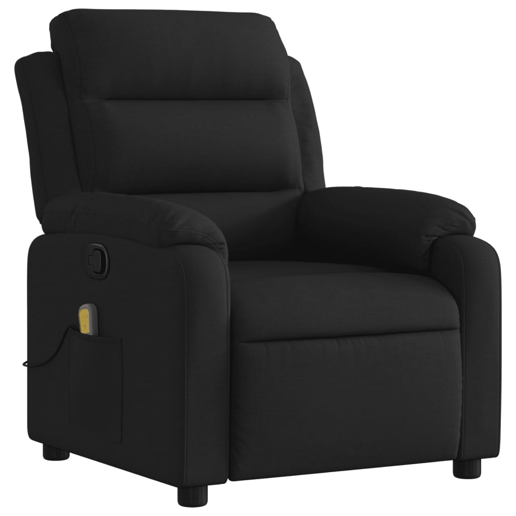 vidaXL Massage Recliner Chair Black Fabric-1