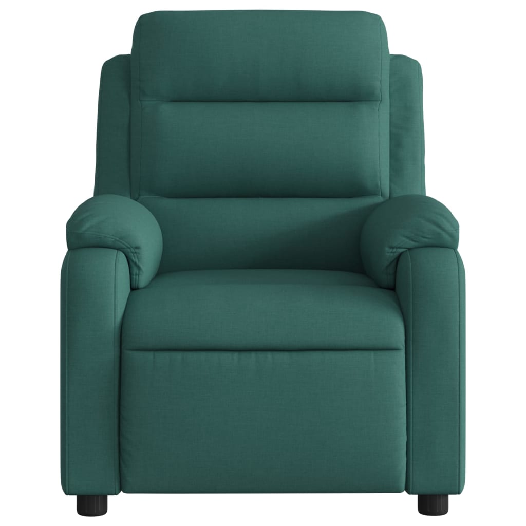 vidaXL Massage Recliner Chair Dark Green Fabric-5