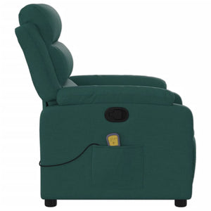 vidaXL Massage Recliner Chair Dark Green Fabric-6