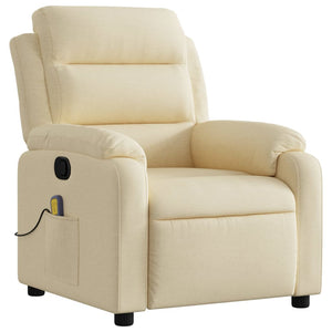 vidaXL Massage Recliner Chair Cream Fabric-1