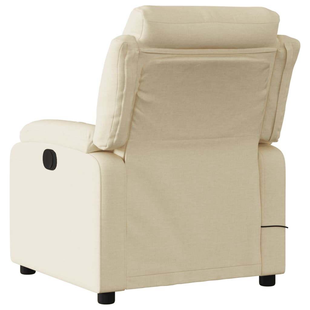 vidaXL Massage Recliner Chair Cream Fabric-2