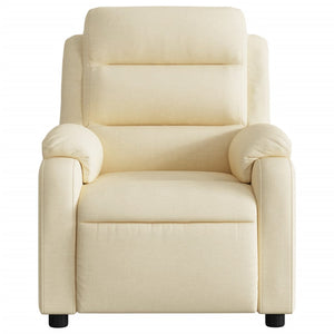 vidaXL Massage Recliner Chair Cream Fabric-5