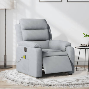 vidaXL Electric Massage Recliner Chair Light Gray Fabric-0