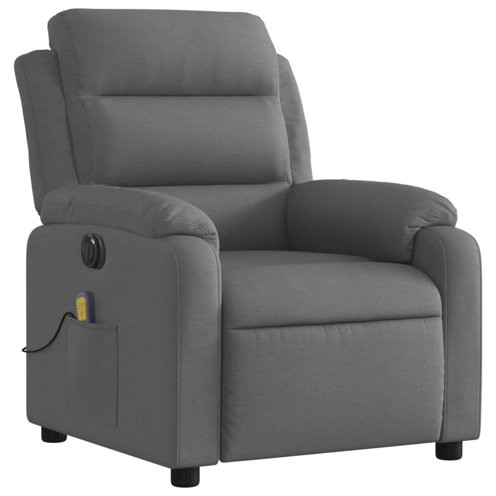 vidaXL Electric Massage Recliner Chair Dark Gray Fabric-0